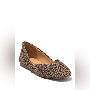 𝅺ameena Ballet Flat Leather Suede Leopard 9.5